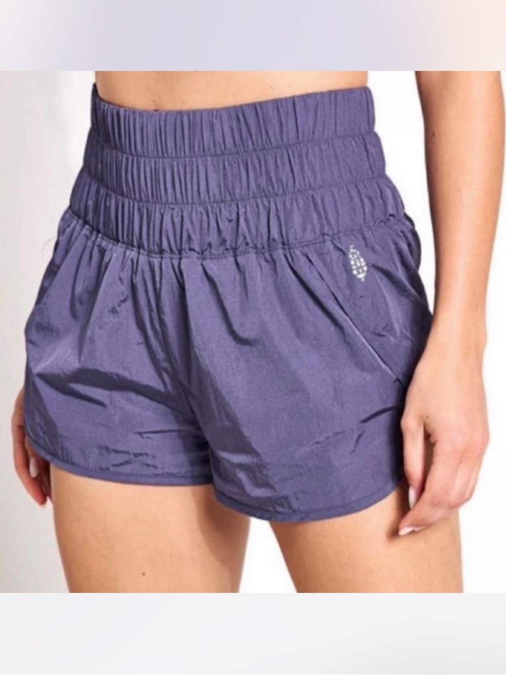 FP Movement by Free People High-Waist Smocked Purple Athletic Shorts
